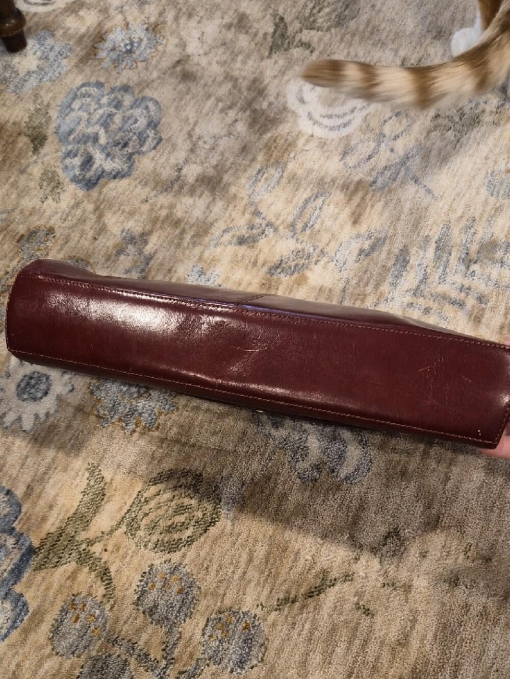 Classic Leather Top-Handle Clutch in Deep Burgundy - Picture 7 of 14